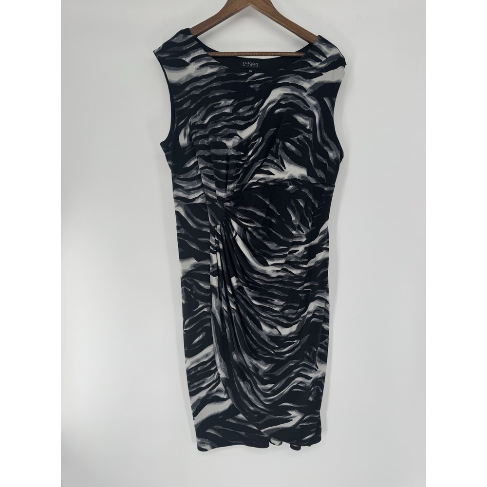 Enfocus Studio plus Sheath Dress Animal Print V-Neck‎ Ruched Sleeveless Sz 18W